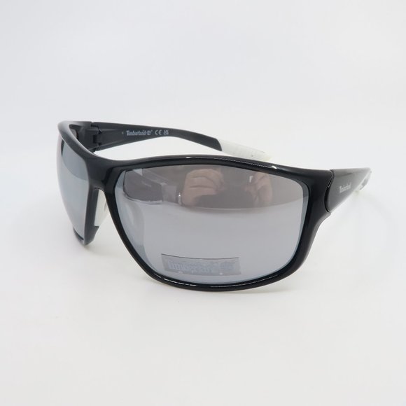 TIMBERLAND TB7198 01C 69mm Black-White/Silver Mirrored New Wrap Sunglasses. - Picture 3 of 9